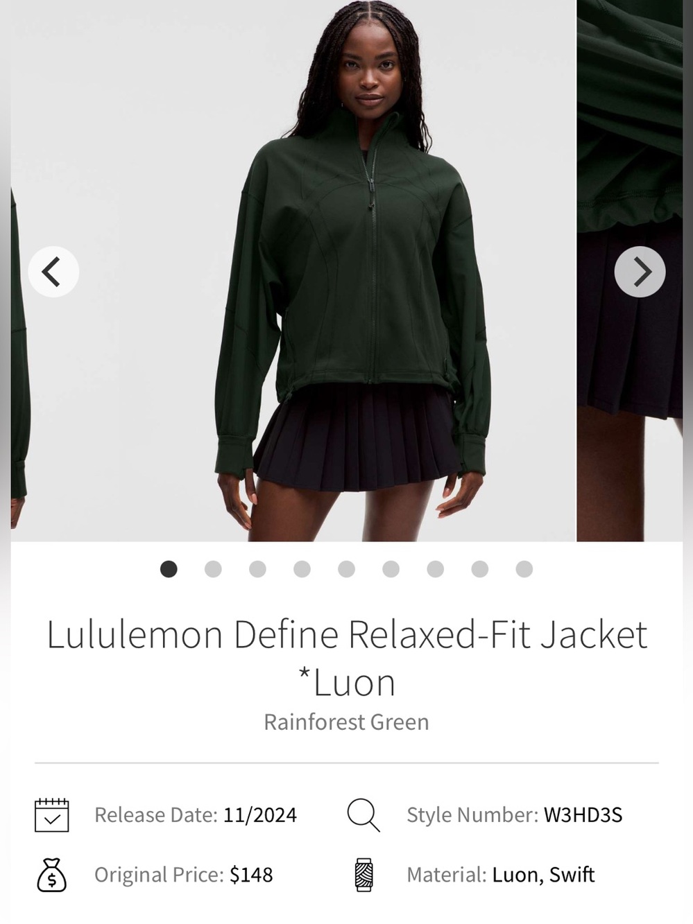 Lululemon Define Relaxed Fit Jacket in Rainforest Green, size 6 - Picture 7 of 11